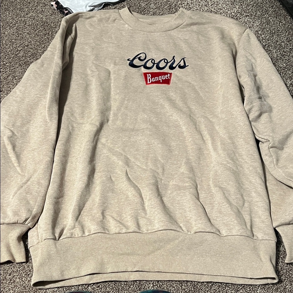 Coors Banquet Beige Crewneck Sweater for Men